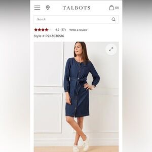Talbots Women's Blue Denim Shirt Dress